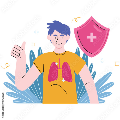 Healty Life World Tuberculosis Day 2D Illustrations