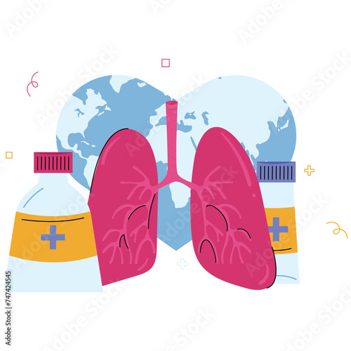 lLove Lungs World Tuberculosis Day 2D Illustrations