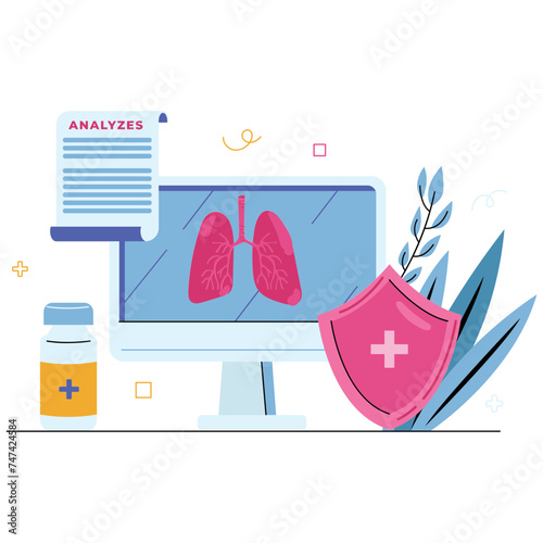 Lungs Scaning World Tuberculosis Day 2D Illustrations