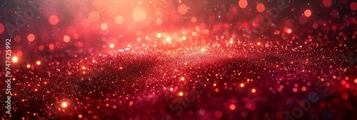 A shiny, abstract background with glittering bokeh, creating a bright and festive atmosphere in red and gold.