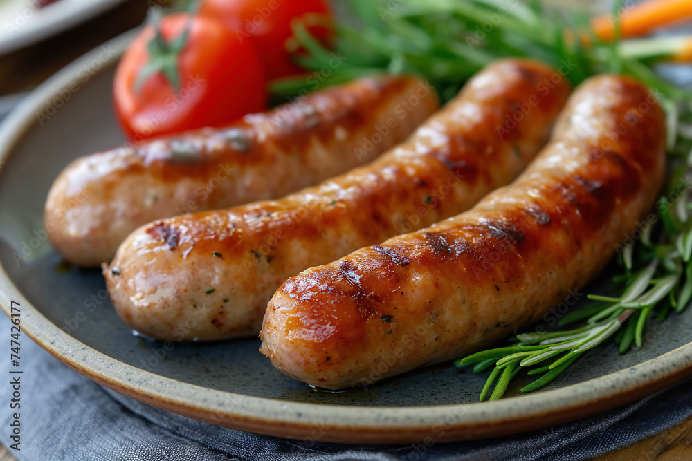 A plate of Cumberland sausage, a type of pork sausage from the county of Cumbria