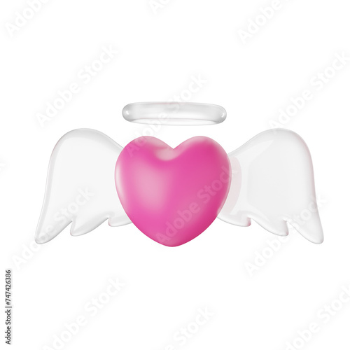 Wings Love Valentine Day Glass 3D Illustrations