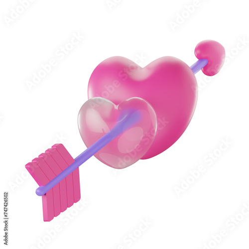 Arrow of Love Valentine Day Glass 3D Illustrations
