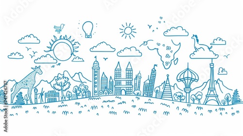 Vector continuous one line worldartday concept outline vector art illustration design