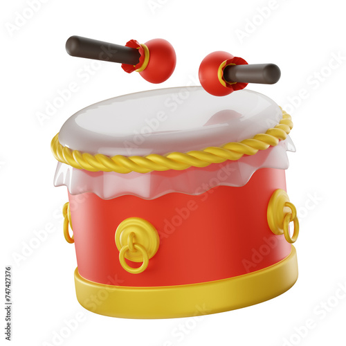 Drum Chinese New Year Glass 3D Illustrations