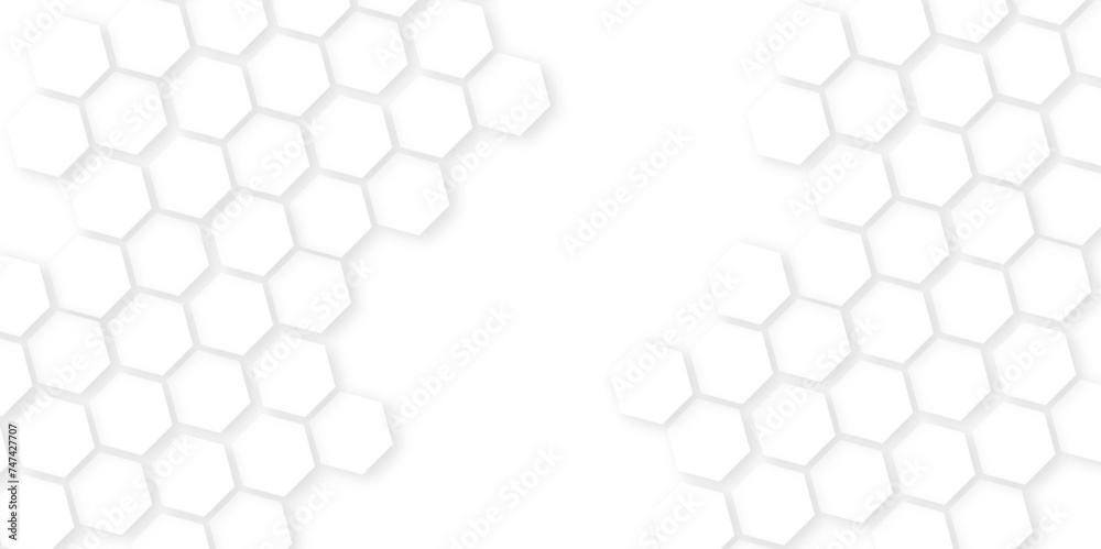 Abstract background honeycomb white and grey.ideas for your design banners , book, Website work, stripes, tiles,Futuristic abstract banner.Elegant concept design with golden line.