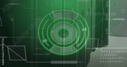 Image of scope scanning with data processing over server room