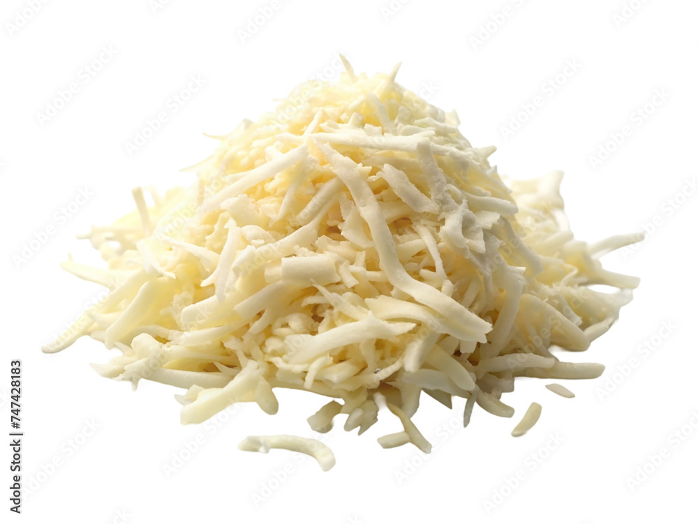 Grated cheese isolated on a transparent background.