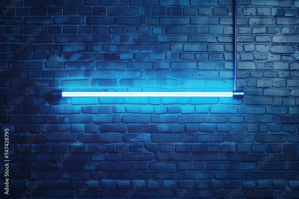 A brick wall with a neon blank sign. Space for text. Mockup A brick wall with a neon blank sign. Space for text. Mockup