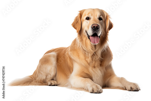 Cute Golden Retriever dog isolated on transparent background photo