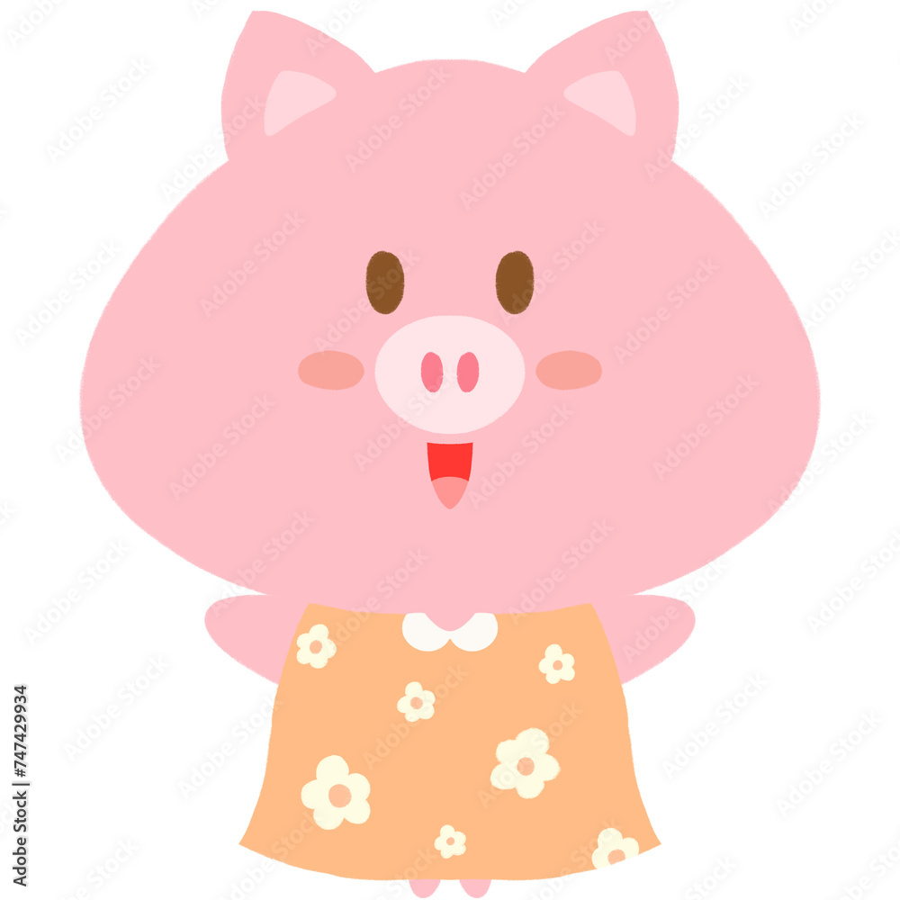 Three little pigs doodle for kid, hand drawn 