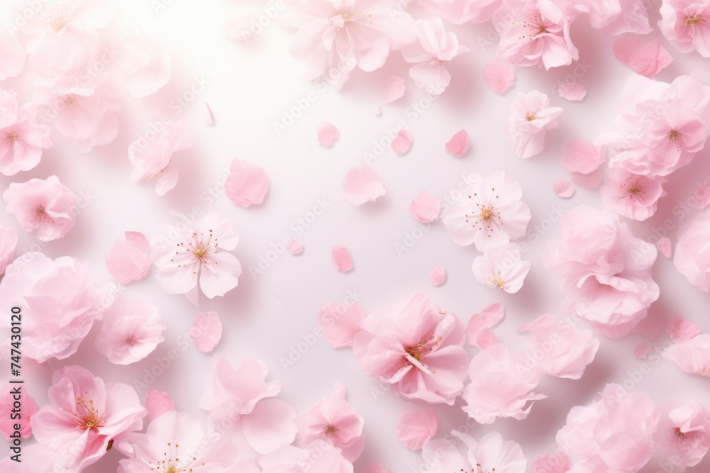 Beautiful pink flowers on a white background, perfect for spring designs