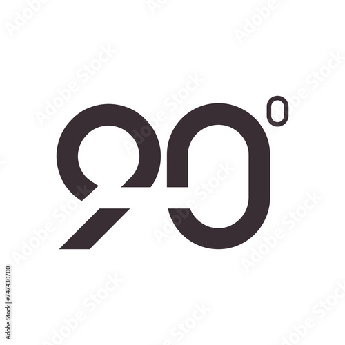 90 degree icon logo vector