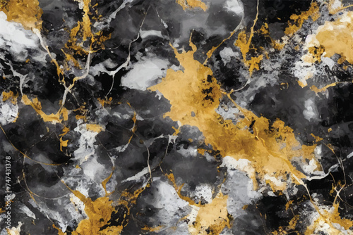 Beautiful Marble texture. Abstract Golden Waves on White Black Marbled Distorted Textured Background. Black and golden marble background. Marble tiles for ceramic wall tiles and floor tiles.