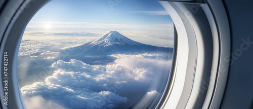 Vista do Monte Fuji da vigia de um avião photo