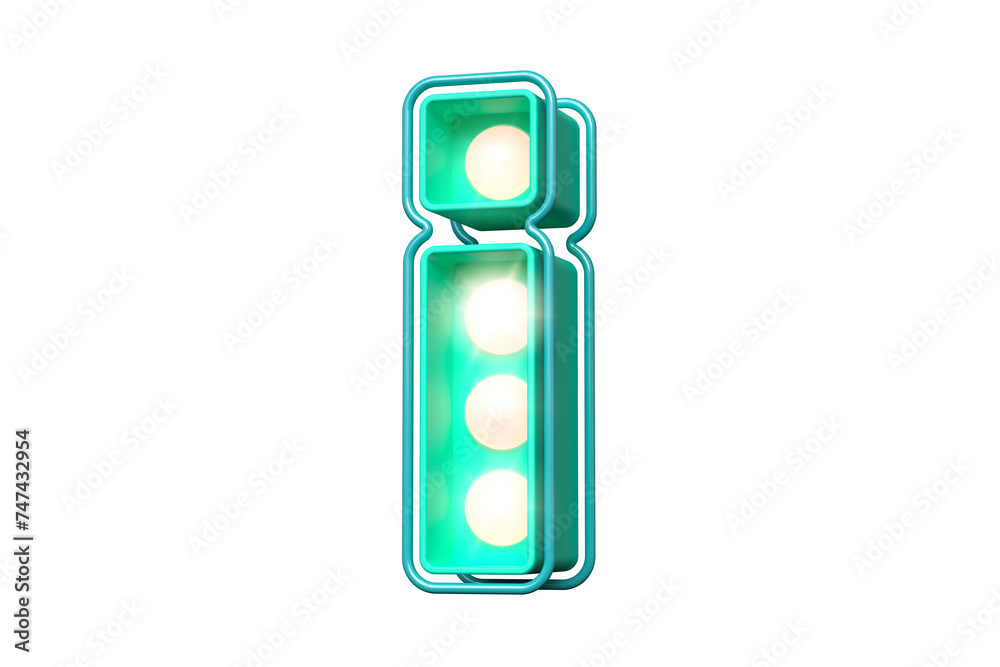 Light bulb marquee in the shape of exclamation point in teal and soft pink. High quality 3D rendering. Light bulb marquee in the shape of exclamation point in teal and soft pink. High quality 3D rendering.