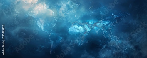 a background of a world map with lines, in the style of lightbox, website, dark azure