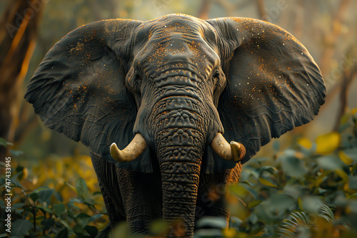 Towering ears, textured hide, swaying trunk, close elephant observation.