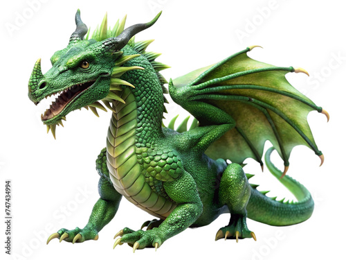Fantasy green dragon isolated on transparent background. © Im
