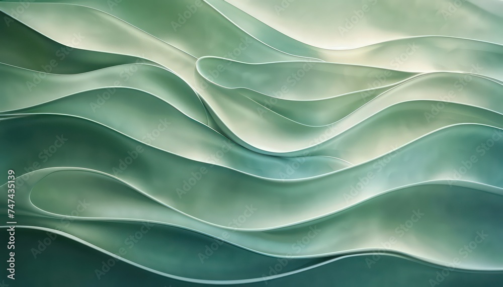 green and blue background with waves, in the style of light teal and light silver, streamlined forms green and blue background with waves, in the style of light teal and light silver, streamlined forms
