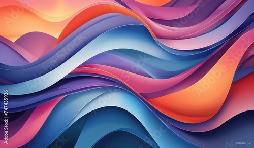 organic shapes and curved lines, rounded waves forms, vibrant colorscape