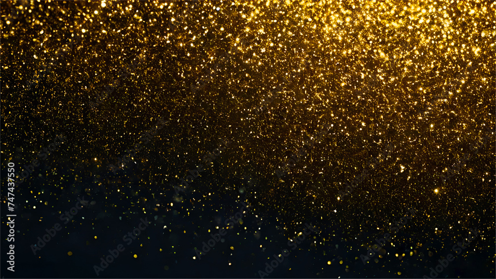 Gold and silver glitter rain effect abstract background