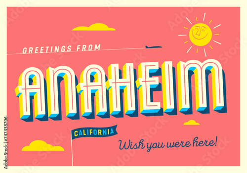 Greetings from Anaheim, California, USA - Wish you were here! - Touristic Postcard.