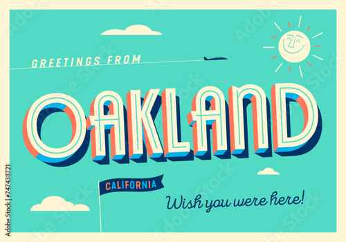 Greetings from Oakland, California, USA - Wish you were here! - Touristic Postcard.