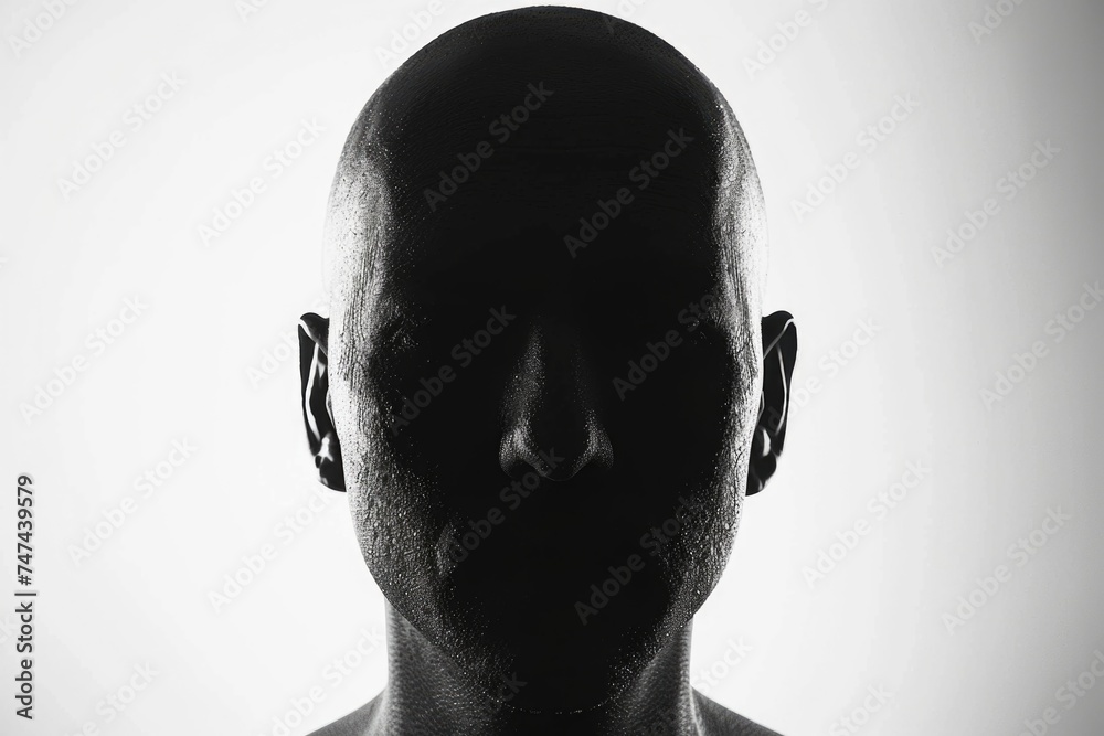 Close-up portrait of a man's face in black and white. Suitable for artistic projects - obrazy, fototapety, plakaty 