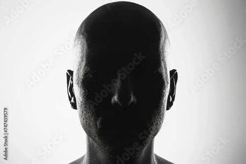 Close-up portrait of a man's face in black and white. Suitable for artistic projects photo