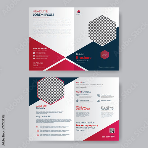 Bi fold brochure design with square shapes, corporate business template for bi fold flyer. corporate presentation abstract theme use for multipurpose editable text and fully vector cc file for update