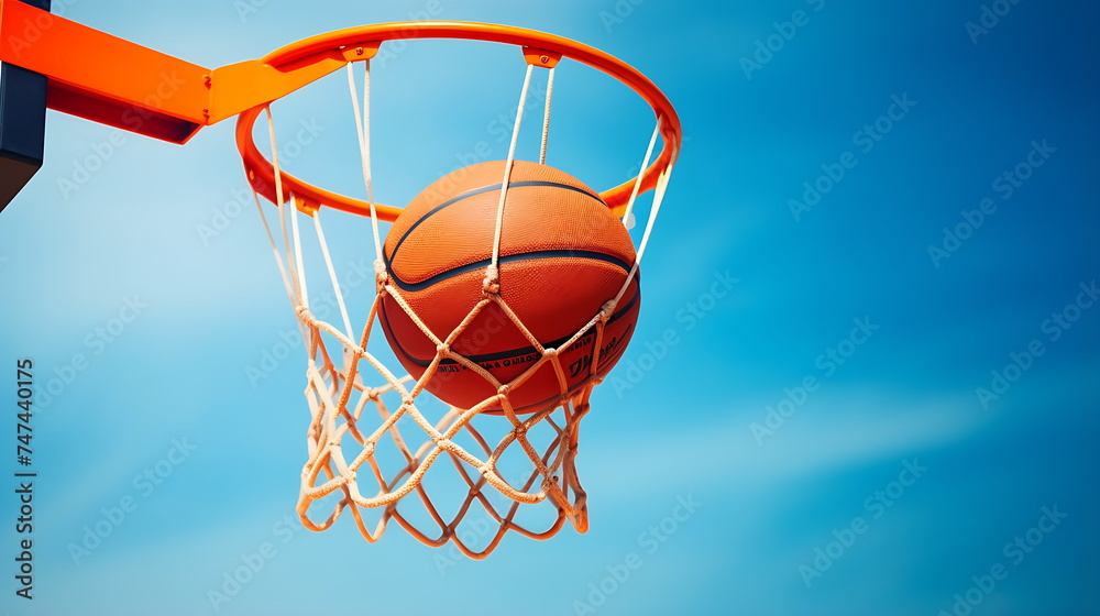 a basketball in the court of a basketball arena, generative ai a basketball in the court of a basketball arena, generative ai