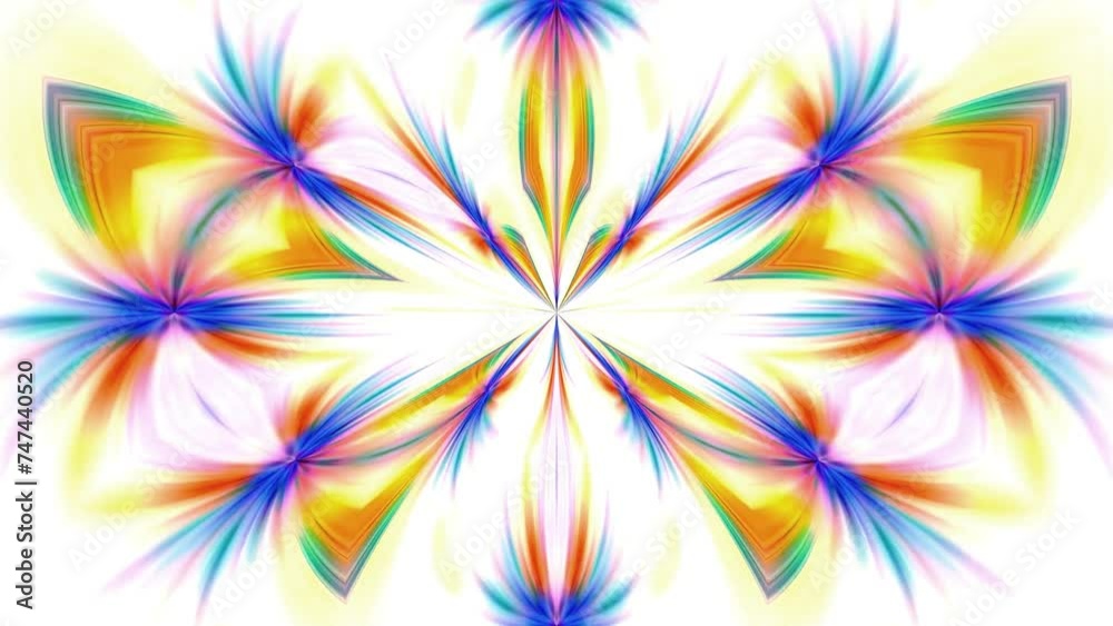 Presents an abstract, symmetrical design with neon colors against, suggesting a futuristic or digital environment. Presents an abstract, symmetrical design with neon colors against, suggesting a futuristic or digital environment.