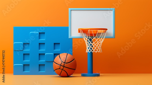 a basketball in the court of a basketball arena, generative ai