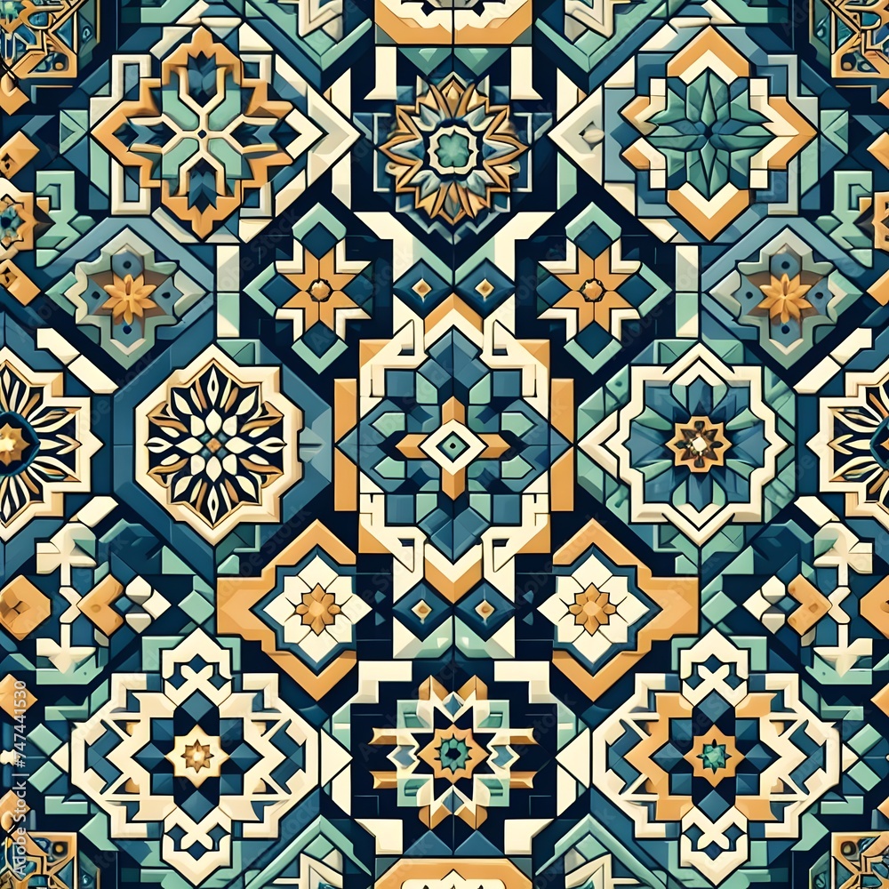 Flat design creative arabesque patterns used in our daily life and the same style Generative AI Flat design creative arabesque patterns used in our daily life and the same style Generative AI