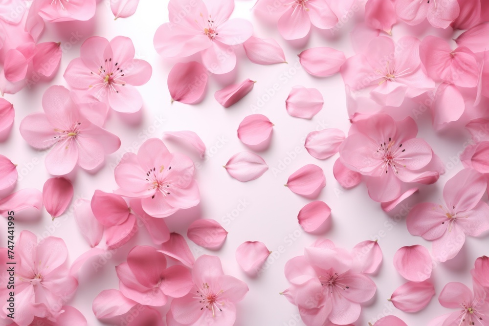 Pink flowers in close-up view on a white background. Perfect for spring-themed designs Pink flowers in close-up view on a white background. Perfect for spring-themed designs