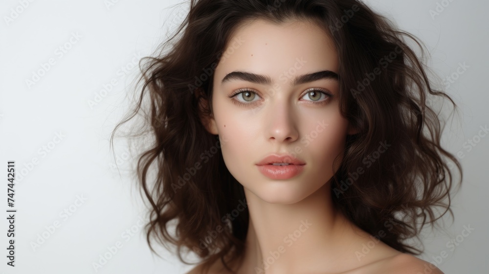 A beautiful young woman with long dark hair. Ideal for beauty and fashion concepts A beautiful young woman with long dark hair. Ideal for beauty and fashion concepts