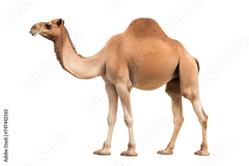 camel standing side view animal photo isolated on transparent background. © kitinut