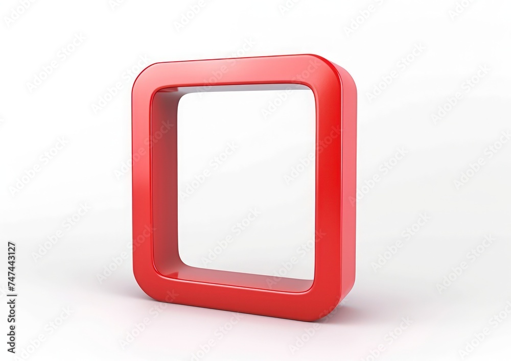red frame display, in the style of isometric,isolated, white background, a 3d rendered rounded square button red frame display, in the style of isometric,isolated, white background, a 3d rendered rounded square button