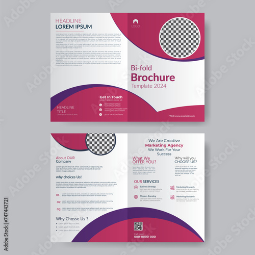 Creative modern bi fold brochure corporate presentation abstract theme use for multipurpose editable text and fully vector cc file for update. a4 brochure template.