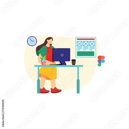 Project Designer UI design abstract concept vector illustration set. Branding concept, style guide, user interface kit, graphic designer creating logo, color scheme, wireframe and prototype abstract