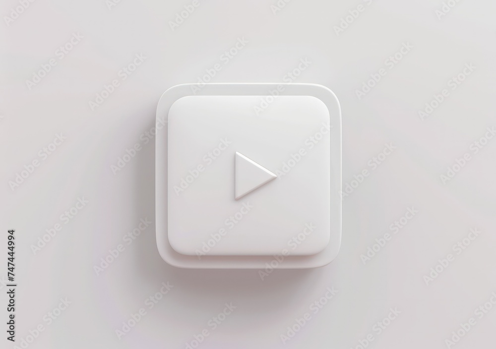 a white screen showing one of the channels on the internet, isolated, white background, a 3d rendered rounded square button, playful and bubbly a white screen showing one of the channels on the internet, isolated, white background, a 3d rendered rounded square button, playful and bubbly