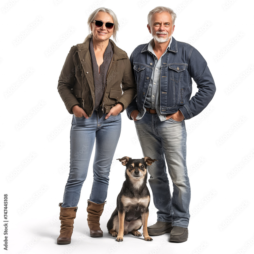Handsome couple with a Chihuahua dog