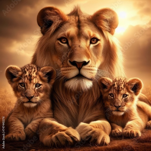 lions lioness baby lions © YURI