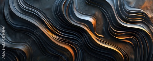 black curve abstract background with waves  subtle shading