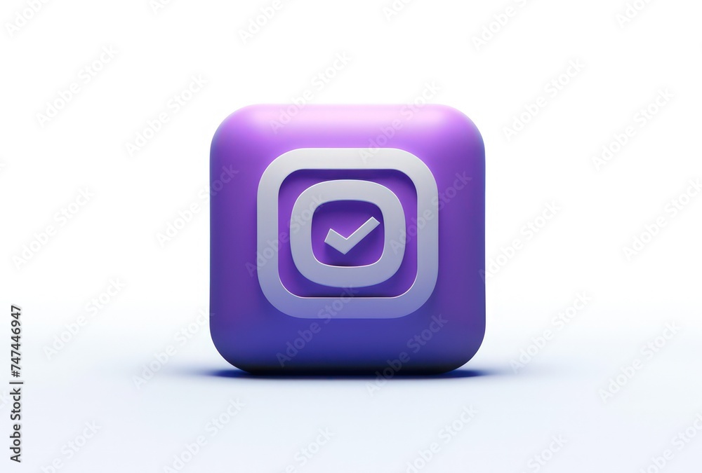 Fototapeta premium check, mark, signs, isolated, white background, a 3d rendered rounded square button, playful and bubbly