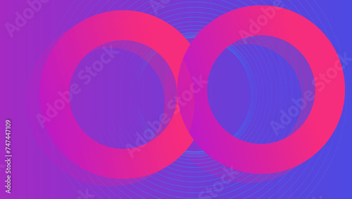 Colorful minimalistic geometric background with composition of fluid shapes in neon trendy pastel colors: electric pink, bright blue, cyan, magenta. Memphis aesthetics, retrofuturistic eclectic style.