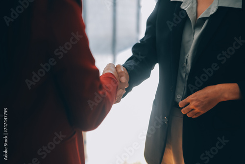 Businesswoman handshake and business people. Successful business handshake concept.