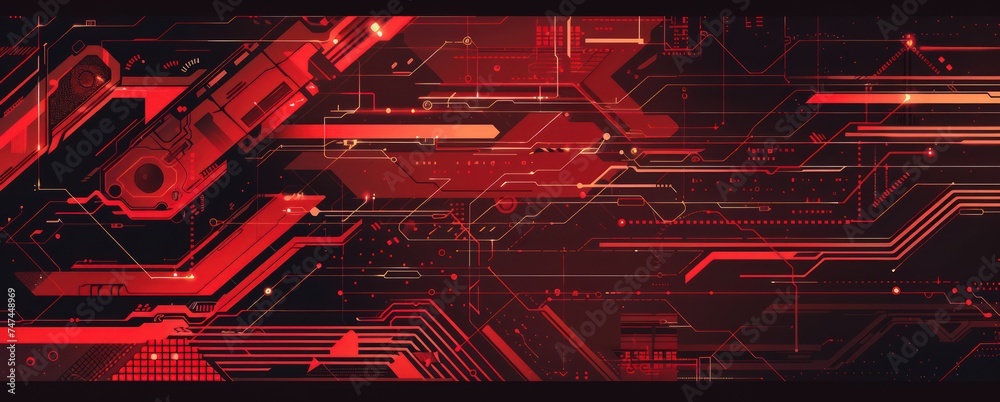 red futuristic abstract background, in the style of futurepunk, linear precision, bold patterns and typography - obrazy, fototapety, plakaty 