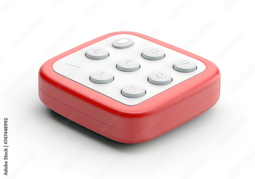 remote control icon, isolated, white background, a 3d rendered rounded square button, playful and bubbly remote control icon, isolated, white background, a 3d rendered rounded square button, playful and bubbly